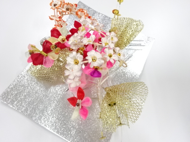 アンティーク　つまみ細工　びらびら髪飾りセット